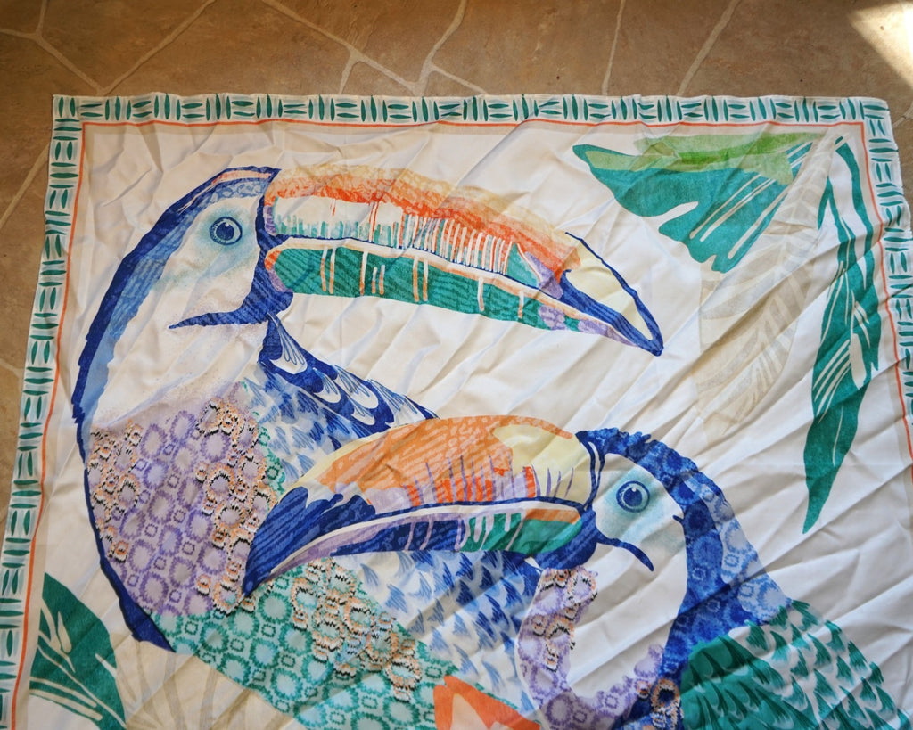 Chico's Island Motif Tropical Toucan Square Scarf 2025 35 IN