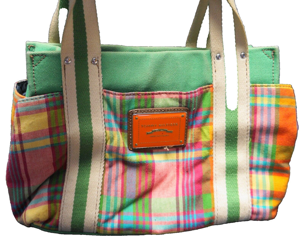 Tommy Hilfiger American Classics Plaid Small Tote Purse Green