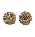 ART Signed Clear Rhinestone Crystal Swirl Gold Tone Clip Earrings
