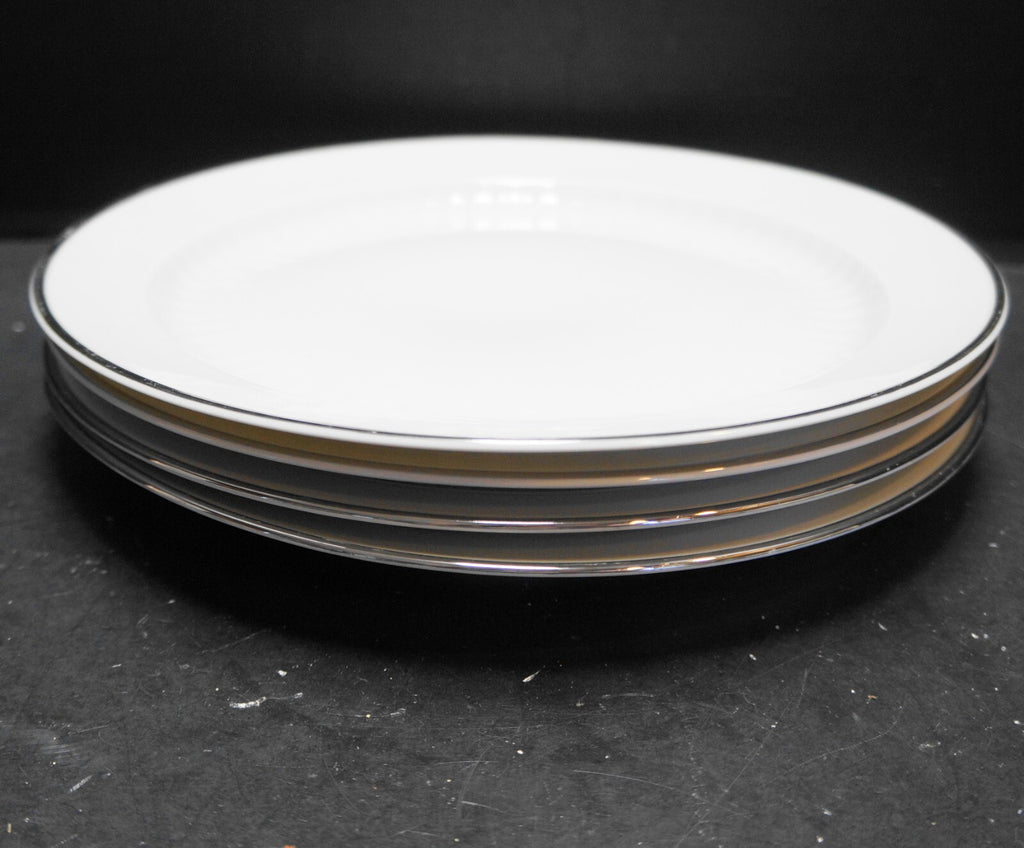 Winterling Bavaria Sculpted Rib White Platinum Trim Dinner Plates Set of 4