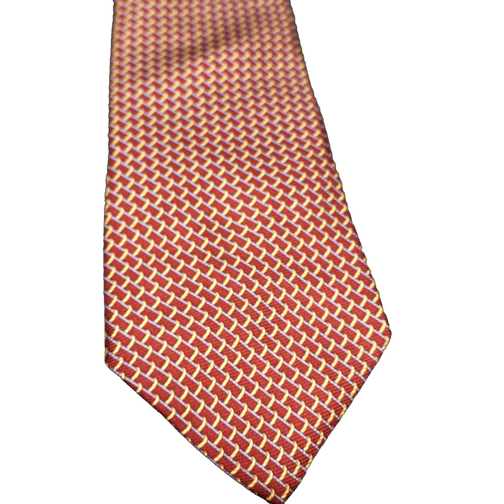 Brooks Brothers 346 Pure Silk Necktie Red Gold Blue Bamboo Print