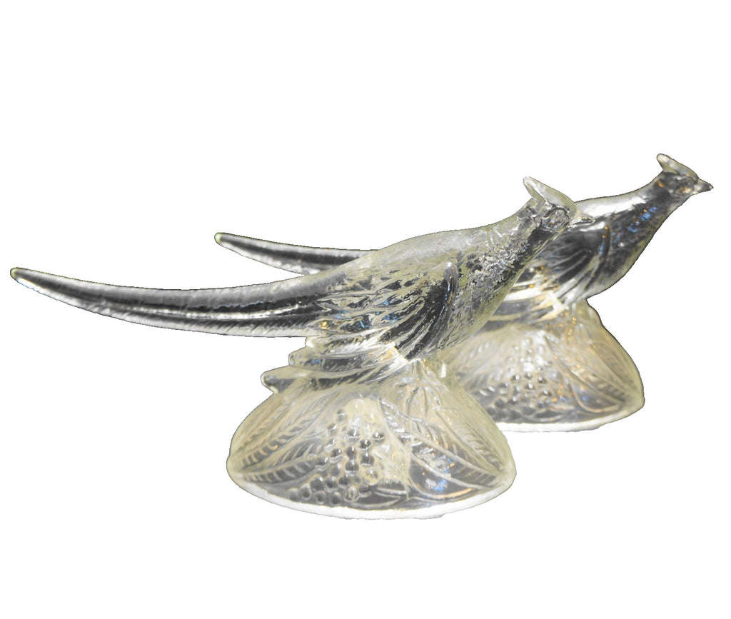 KR Haley American Glass Ring Necked Pheasant Figurines Pair