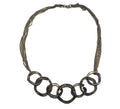 Antiqued Gold Tone Chocolate Brown Rhinestone Link Necklace