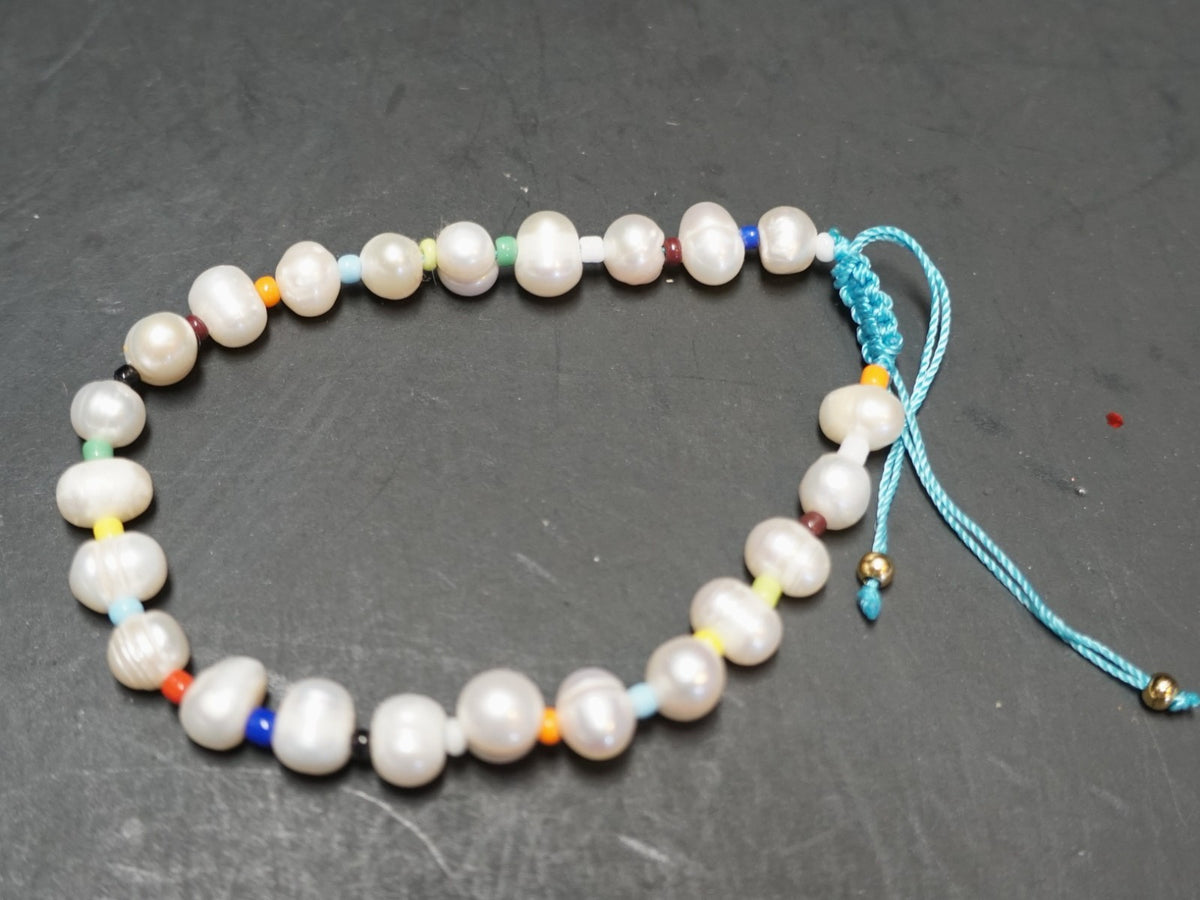 Baroque Freshwater Pearl Rainbow Seed Bead Bracelet