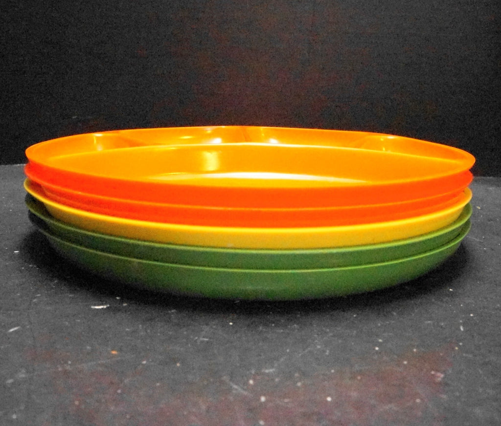 Bright Melamine Divided Fondue Plates Japan Orange Yellow Green