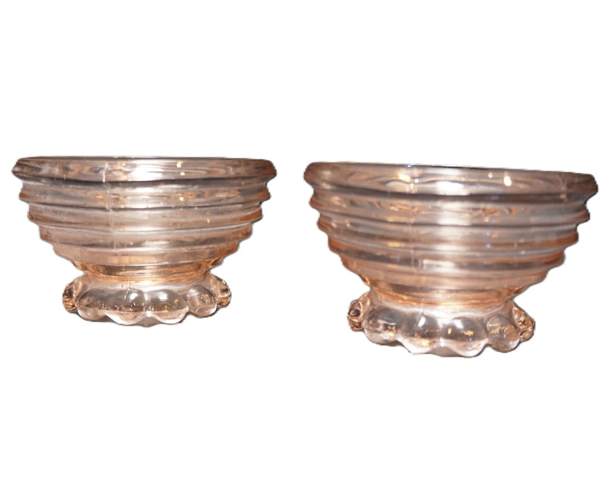 Anchor Hocking Manhattan Pink Depression Glass Sherbets Pair Ball Foot