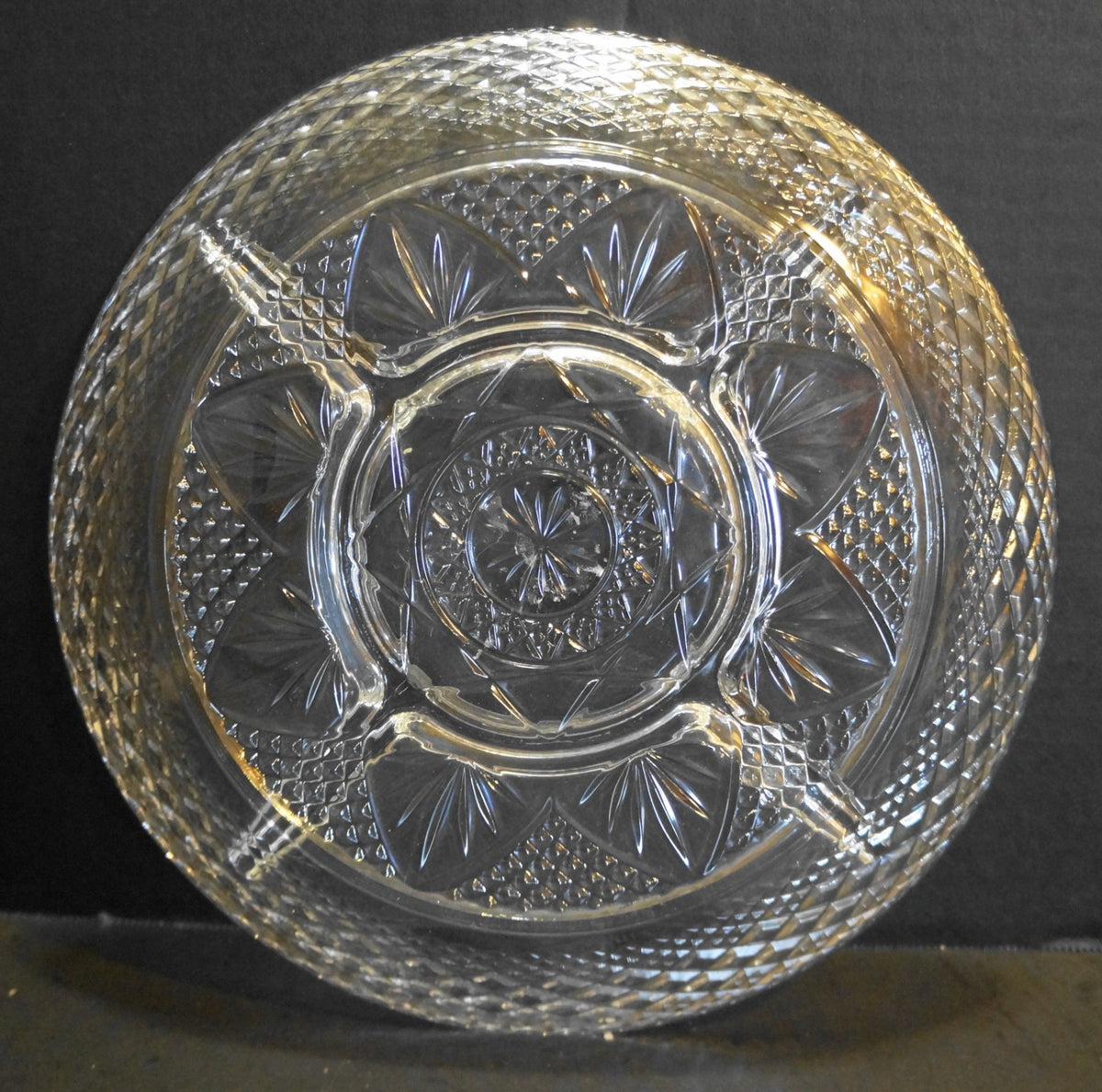 Durand Antique Clear Divided Relish Plate Cristal d'Arques France