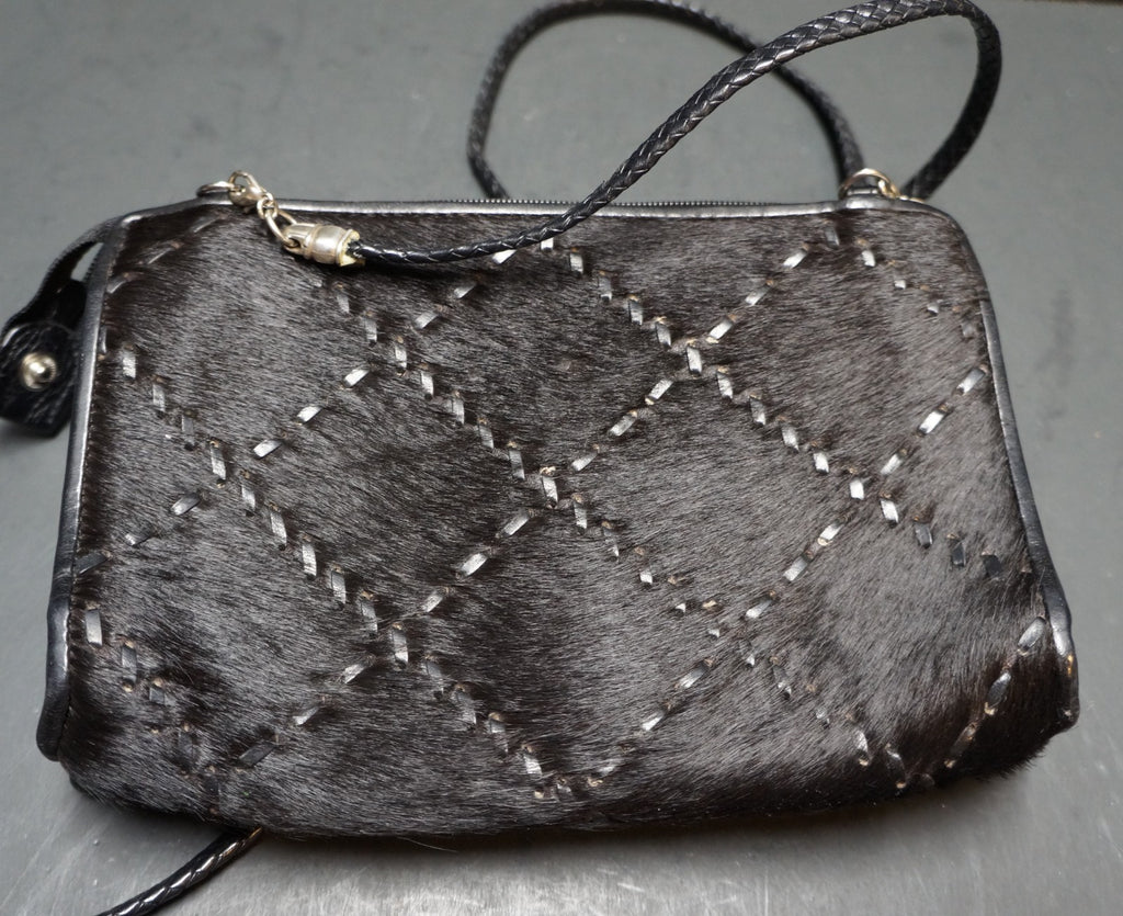 Brighton Black Leather Cowhide Braided Strap Crossbody Organizer Wallet Purse