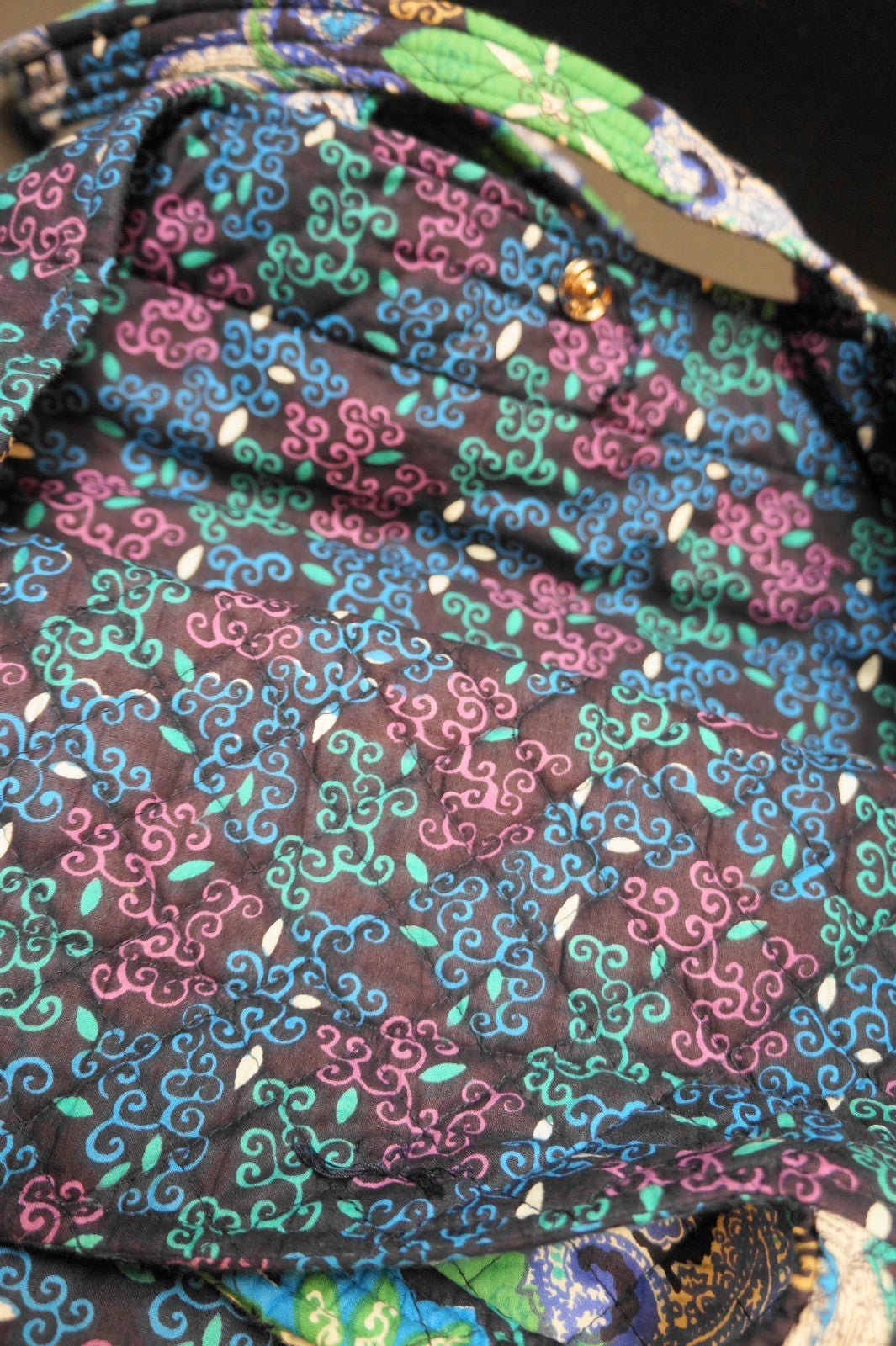 Main Street Blues Quilted Cotton Blue Purple Green Floral Print Tote Bag