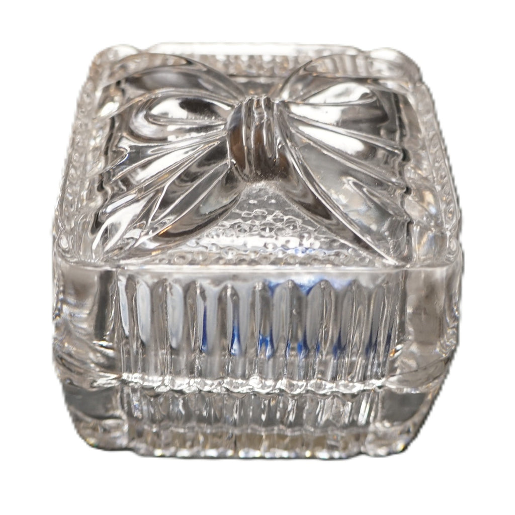 Crystal Clear Industries Bow Lid Square Trinket Box Lead Crystal Yugoslavia