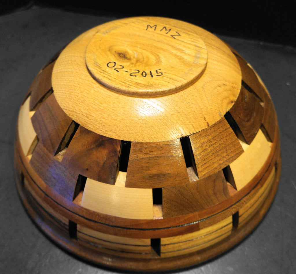 Wood Block Stacked Bowl Artist Signed MMZ