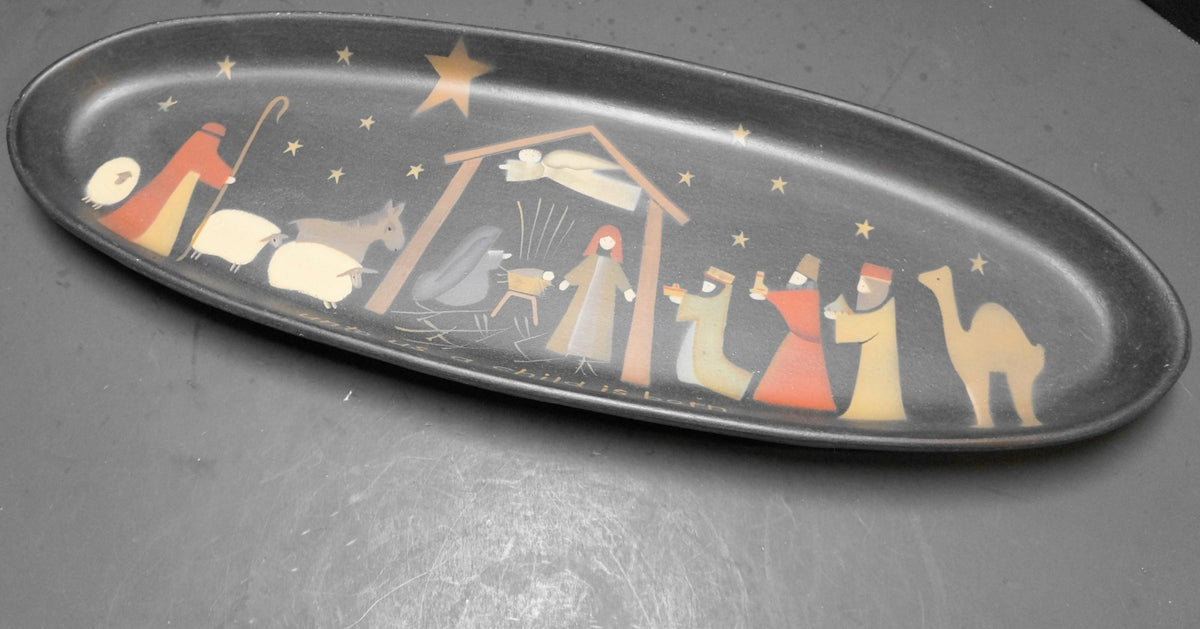 Donna White Hearthside Collection Nativity Scene Wooden Tray