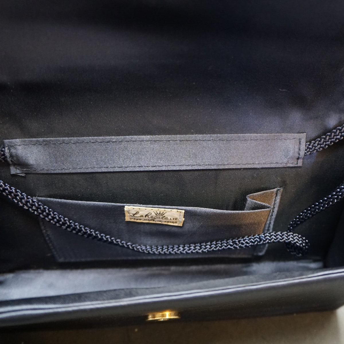La Regale Midnight Blue Pleated Satin Evening Bag Clutch Purse