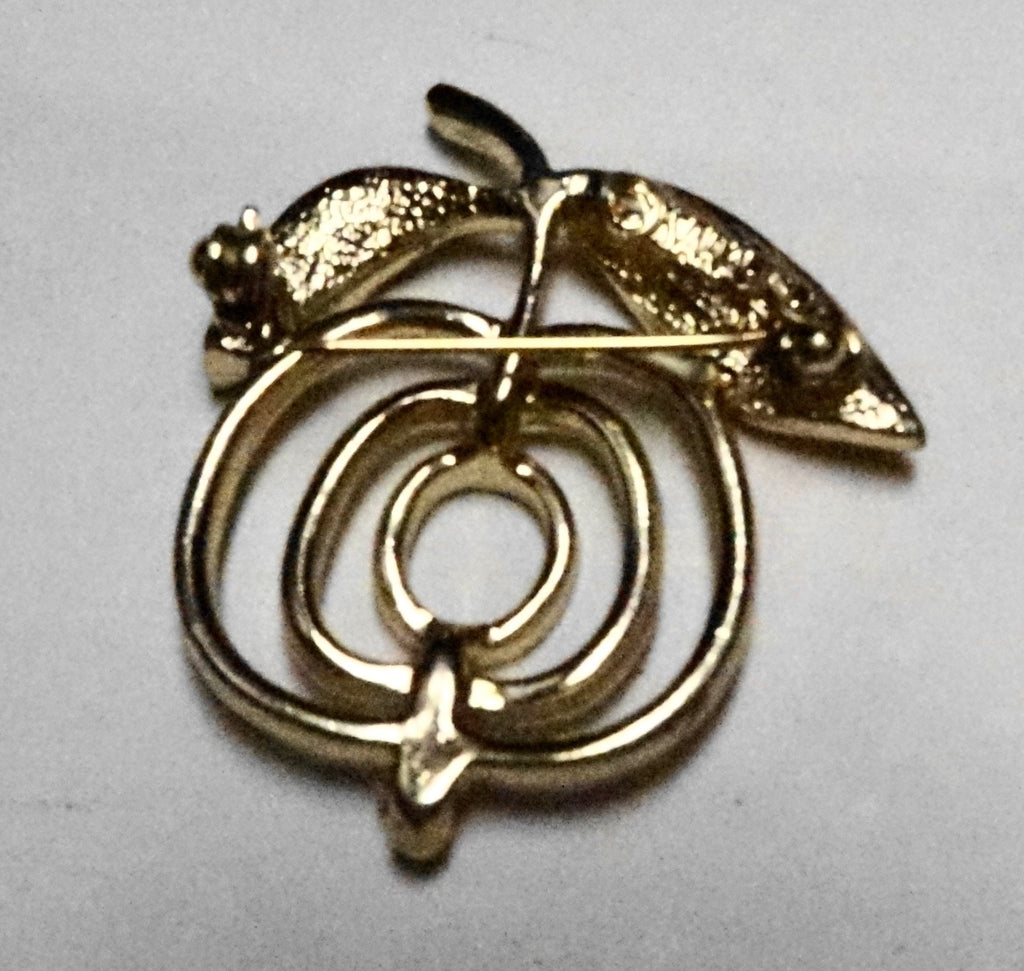 Sarah Coventry Gold Tone Saucy Apple Outline Pin