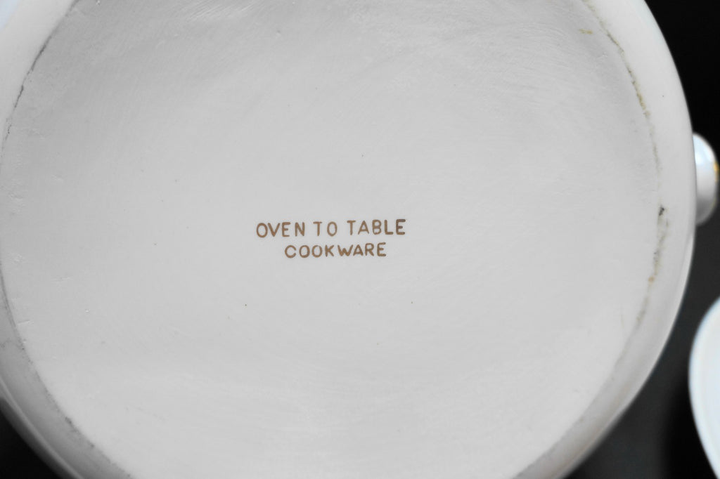 Andrea by Sadek Oven to Table White Porcelain Gold Trim Casserole Baking Dish