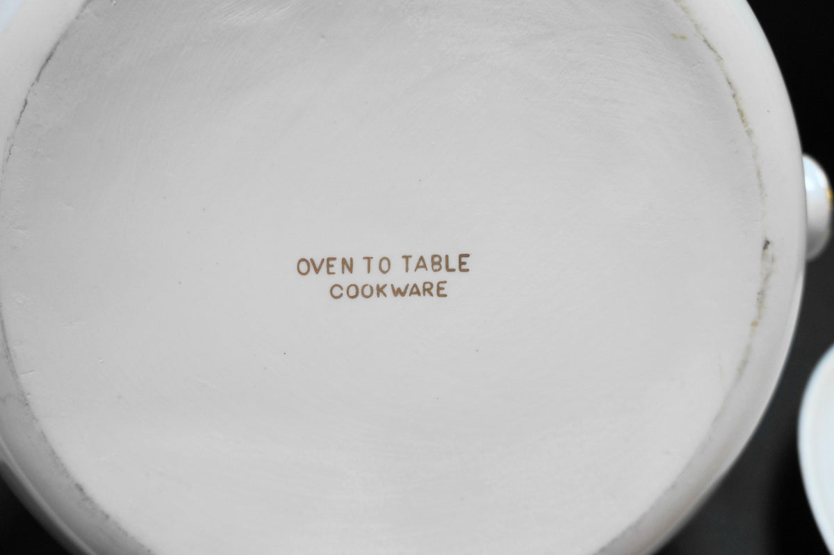 Andrea by Sadek Oven to Table White Porcelain Gold Trim Casserole Baking Dish