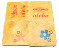 Hawaii Aloha Stone Coasters Hand Stamped by Sara Set of 4
