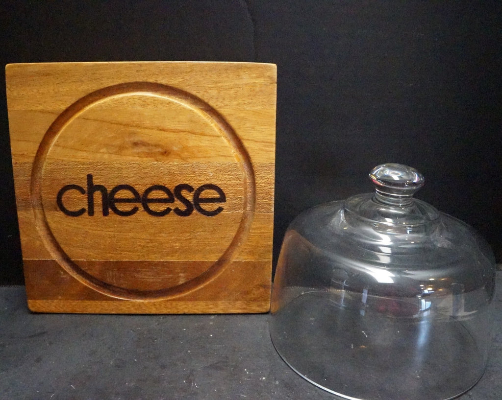 Dolphin Mahogany Philippines Wood Cheese Board Glass Dome