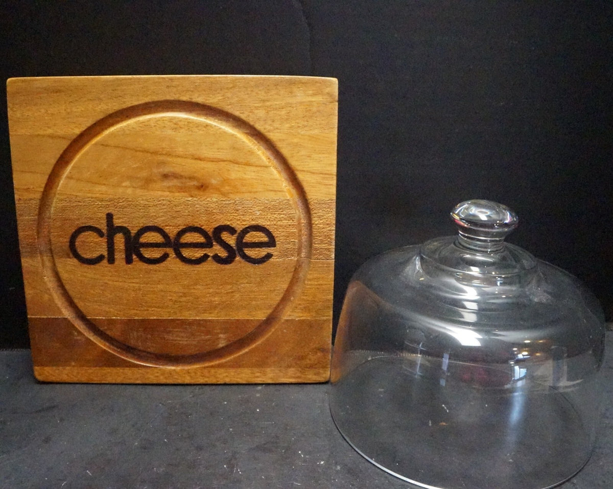 Dolphin Mahogany Philippines Wood Cheese Board Glass Dome