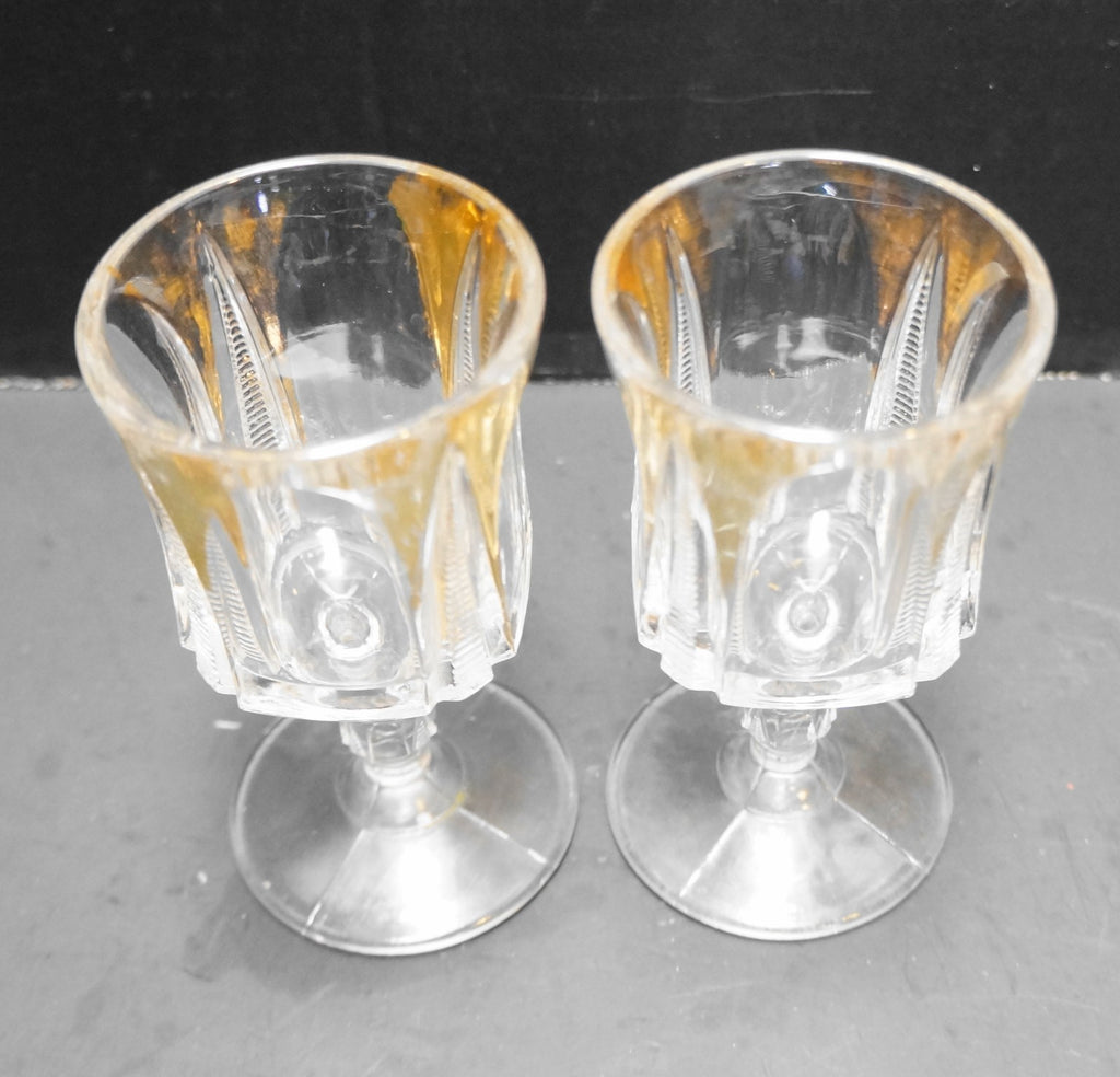 Tarentum Ladders Loop and Pyramid EAPG Cordial Glasses Pair