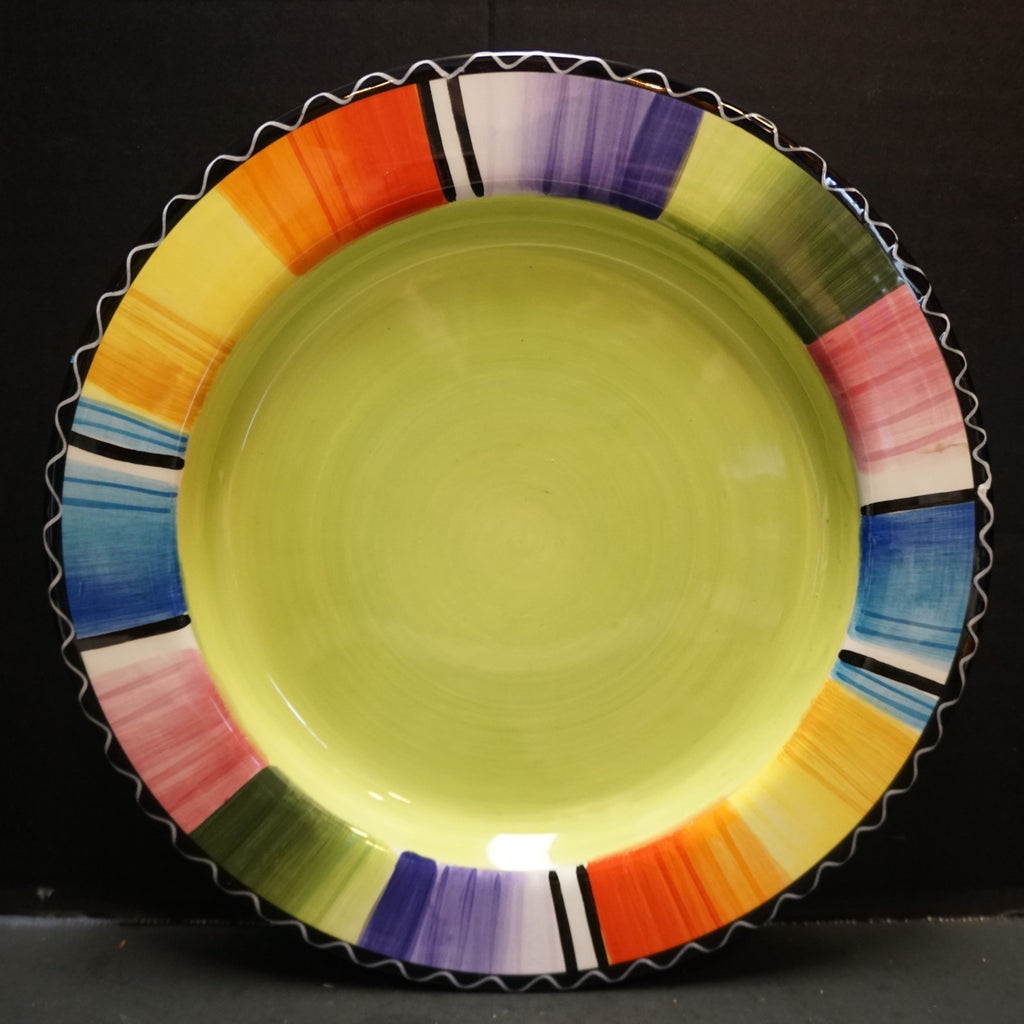 Nancy Green Serape Dinner Plate Round Green Center 11 1/4 IN