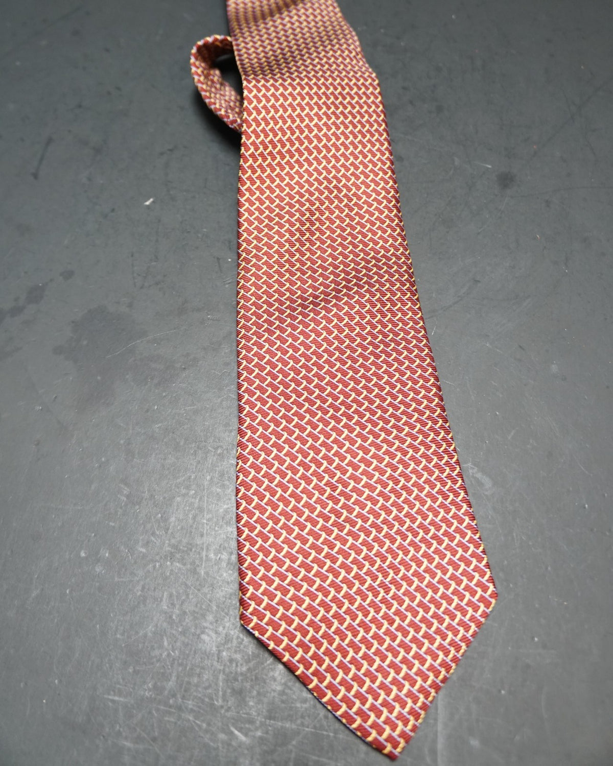 Brooks Brothers 346 Pure Silk Necktie Red Gold Blue Bamboo Print