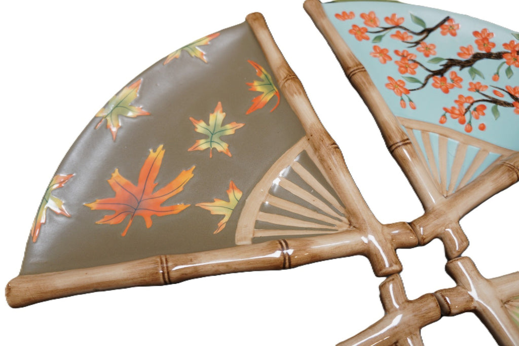 Silvestri Asia Society Cynthia McCollum Fan Shaped Seasonal Floral Sushi Plates