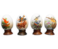 Avon Four Seasons Porcelain Eggs Birds Wooden Stands 1984