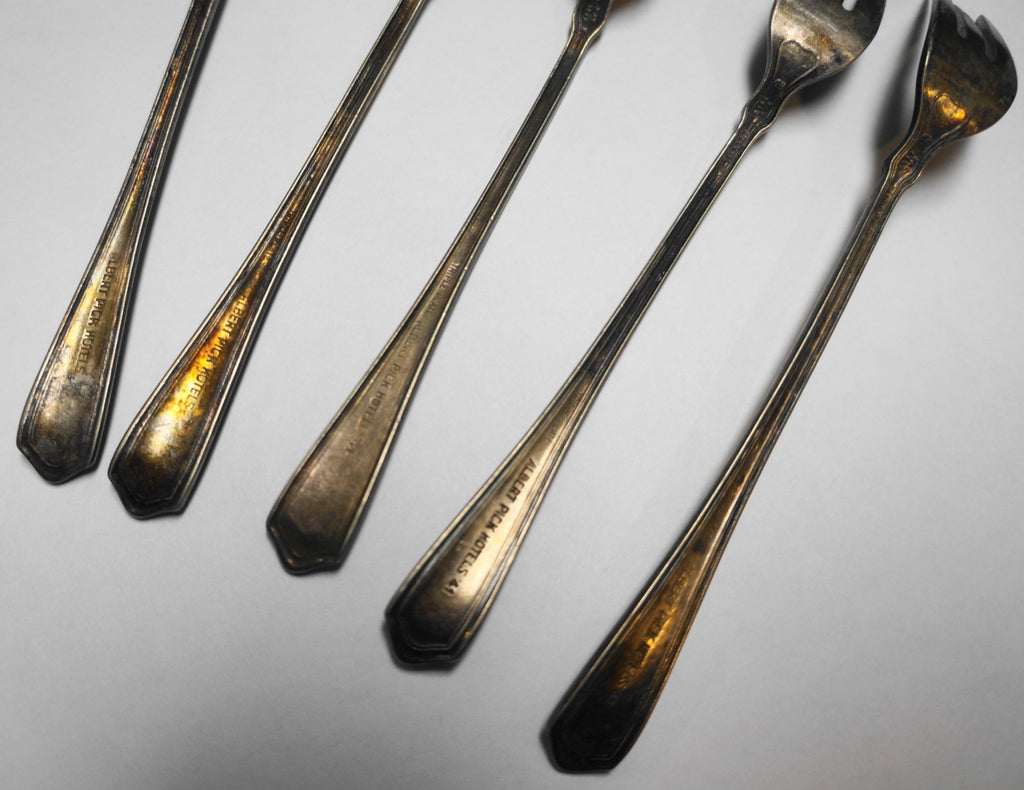 Albert Pick Silver Plate Cocktail Seafood Forks Set of 5