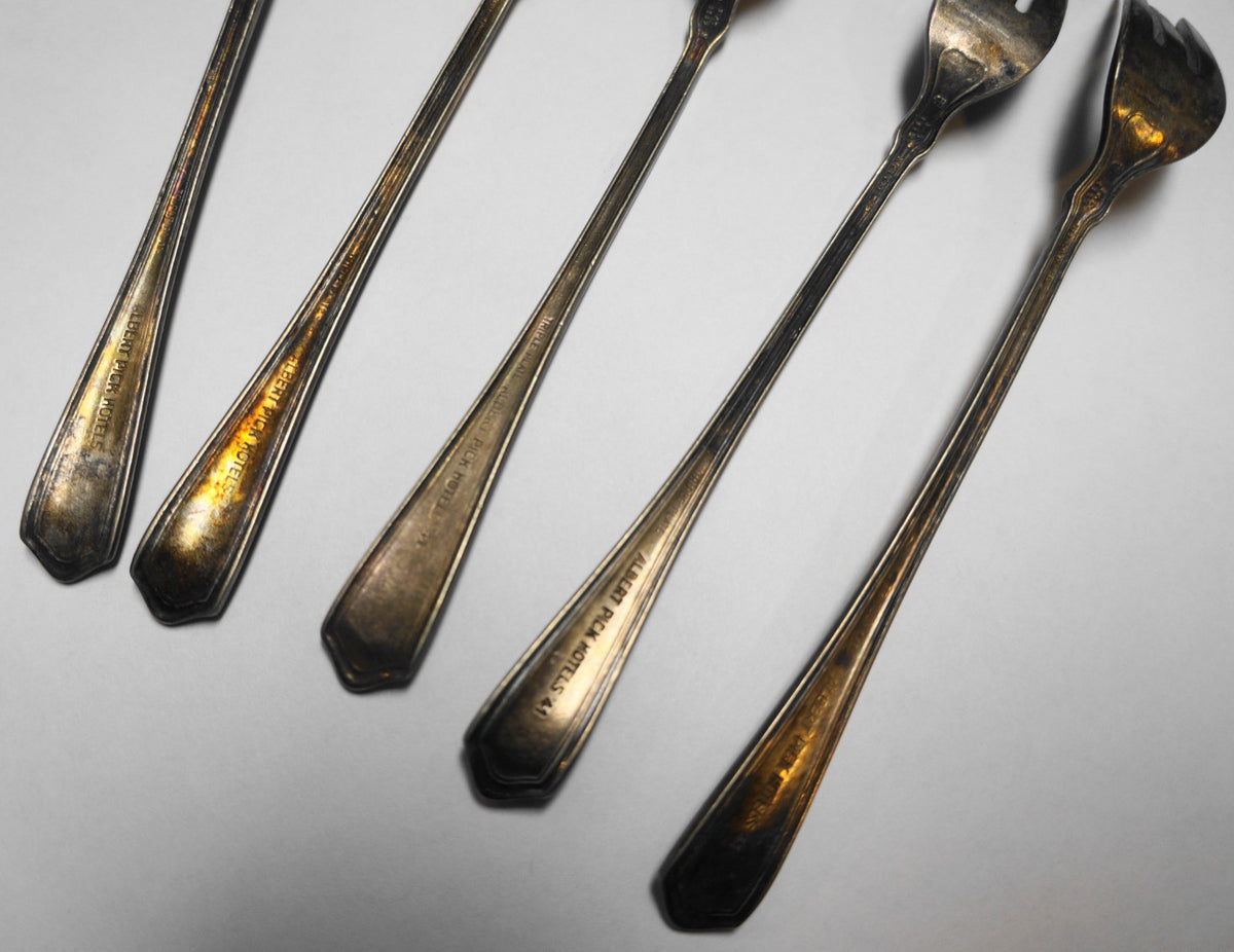 Albert Pick Silver Plate Cocktail Seafood Forks Set of 5