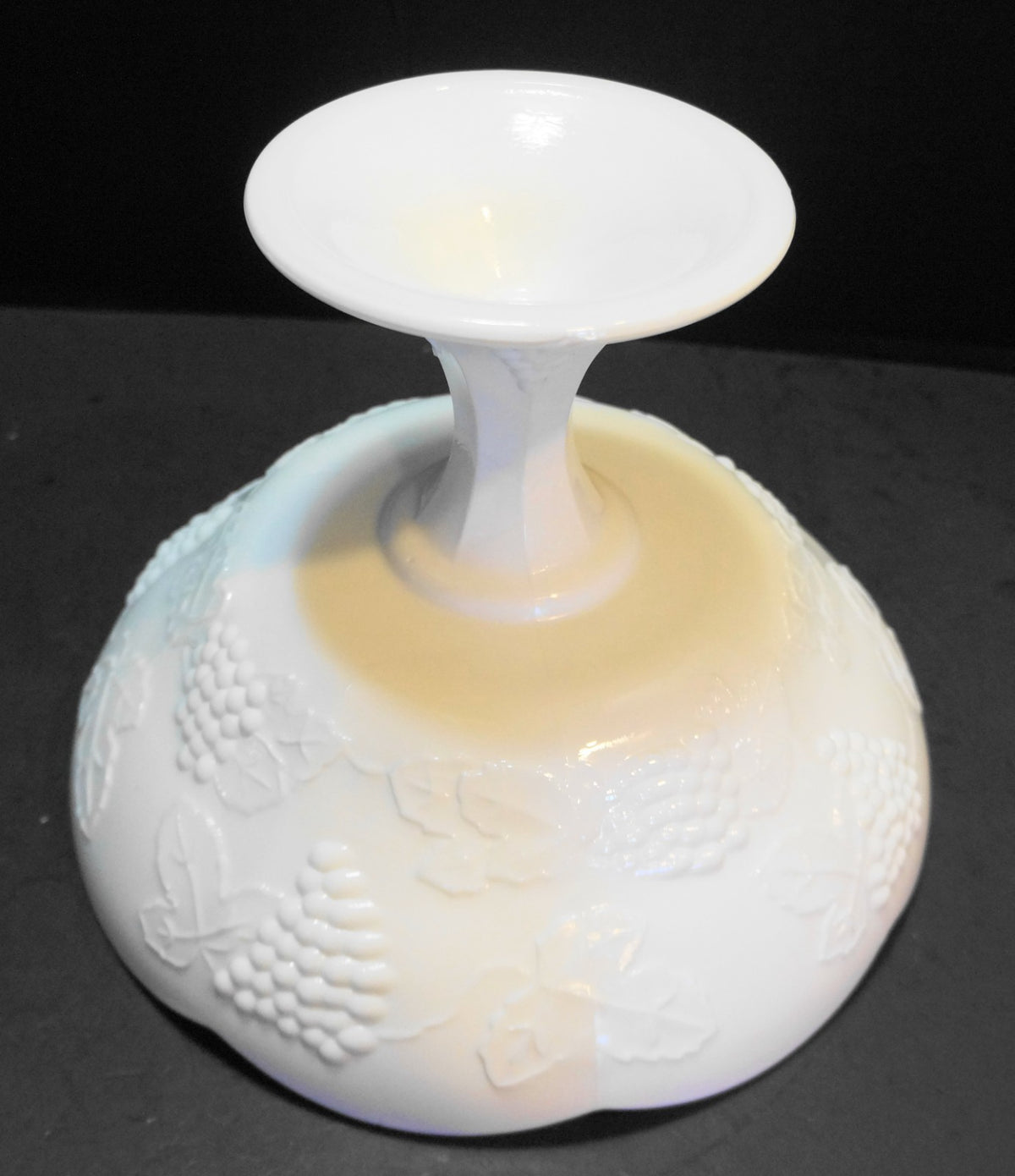 Indiana Glass Harvest Grape Milk Glass Large Compote
