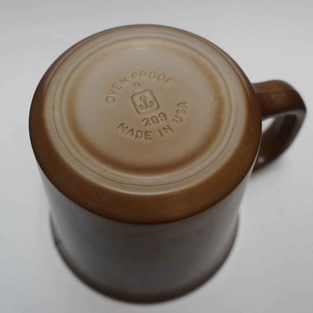 Anchor Hocking Oven Proof Brown Fired On Milk Glass Mug
