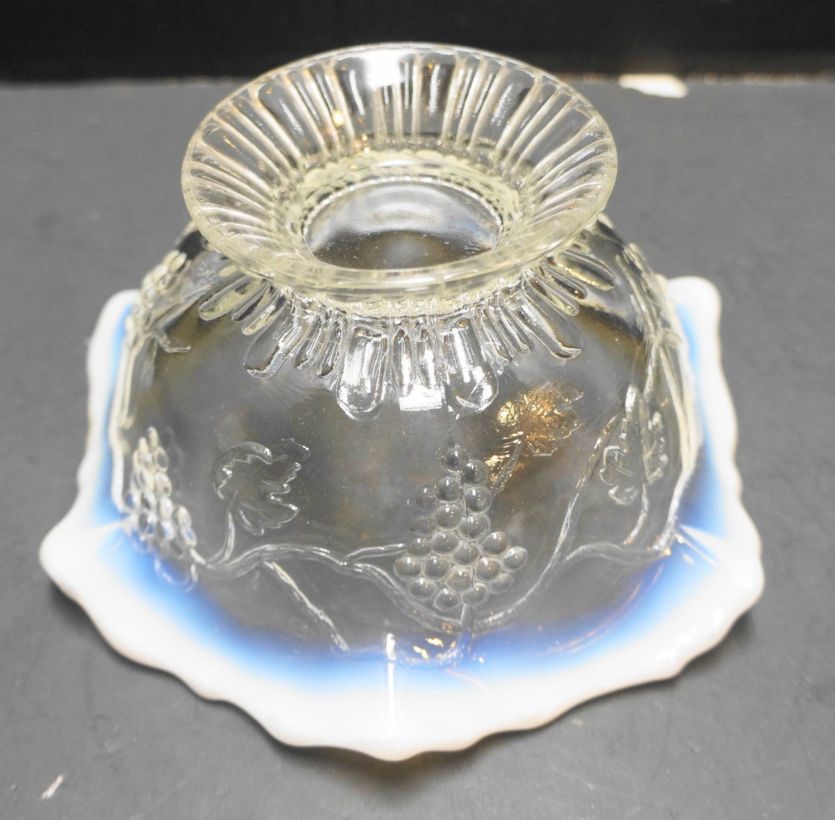 Jefferson Opalescent Rim Grape Vine EAPG Footed Bowl 7 IN