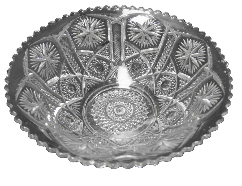 Imperial Star and File Clear Glass EAPG Serving Bowl 8 3/4"