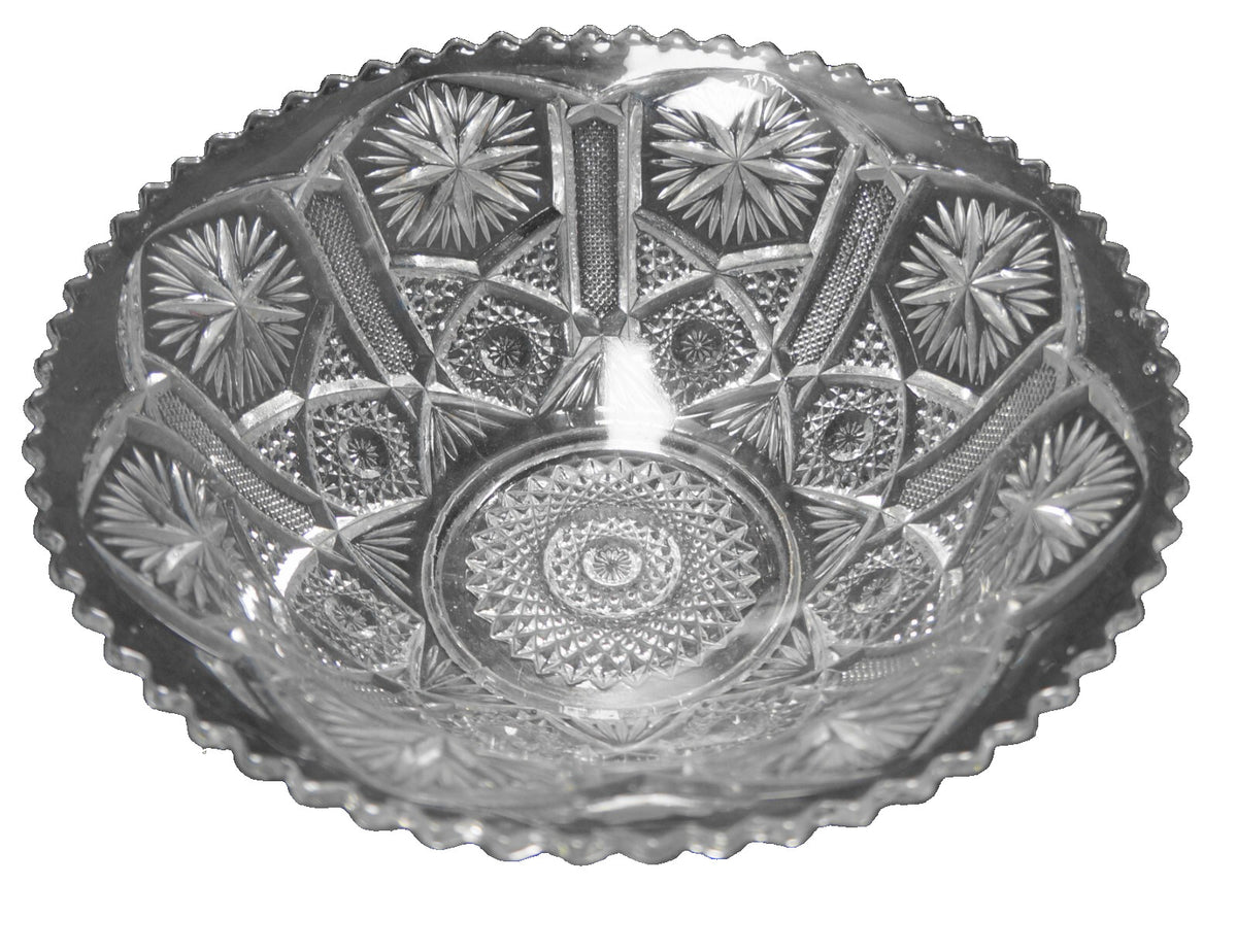 Imperial Star and File Clear Glass EAPG Serving Bowl 8 3/4"