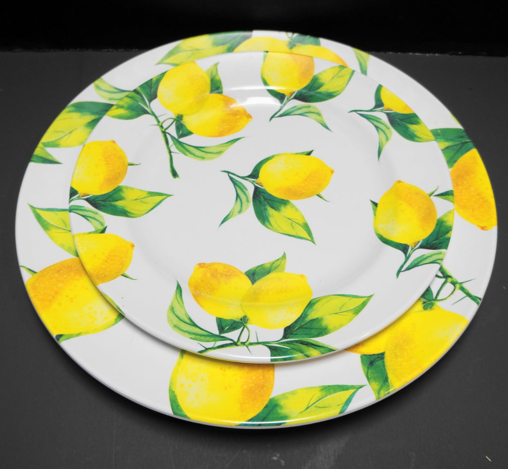 Oak Lane Lemon Dinner Salad Plates Pair Melamine Plastic