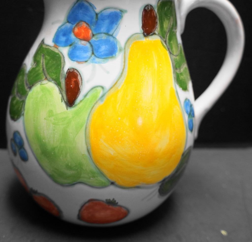 Himark Portugal Bright Fruit Flowers Redware Pitcher