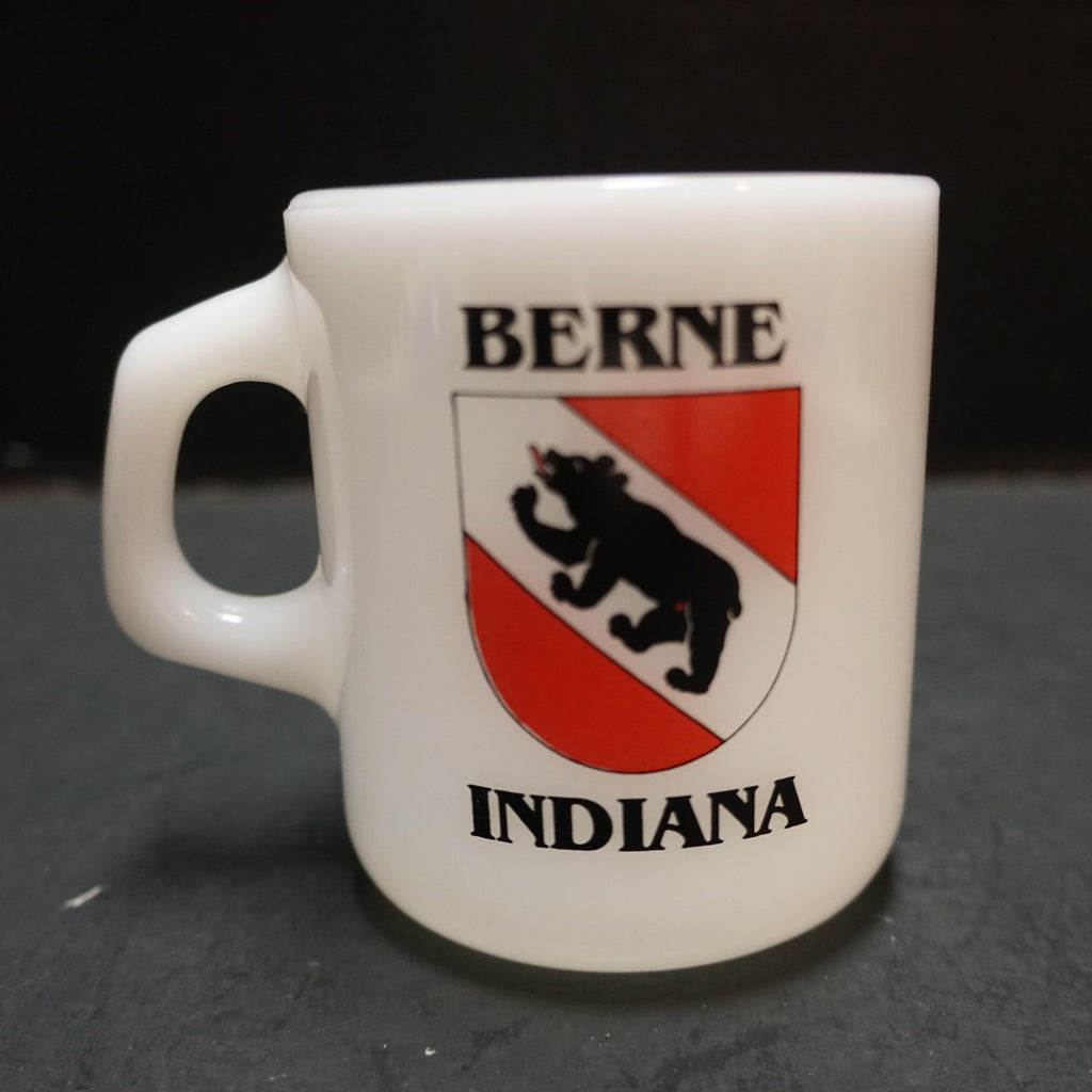 Berne Indiana Souvenir Milk Glass Mug Galaxy