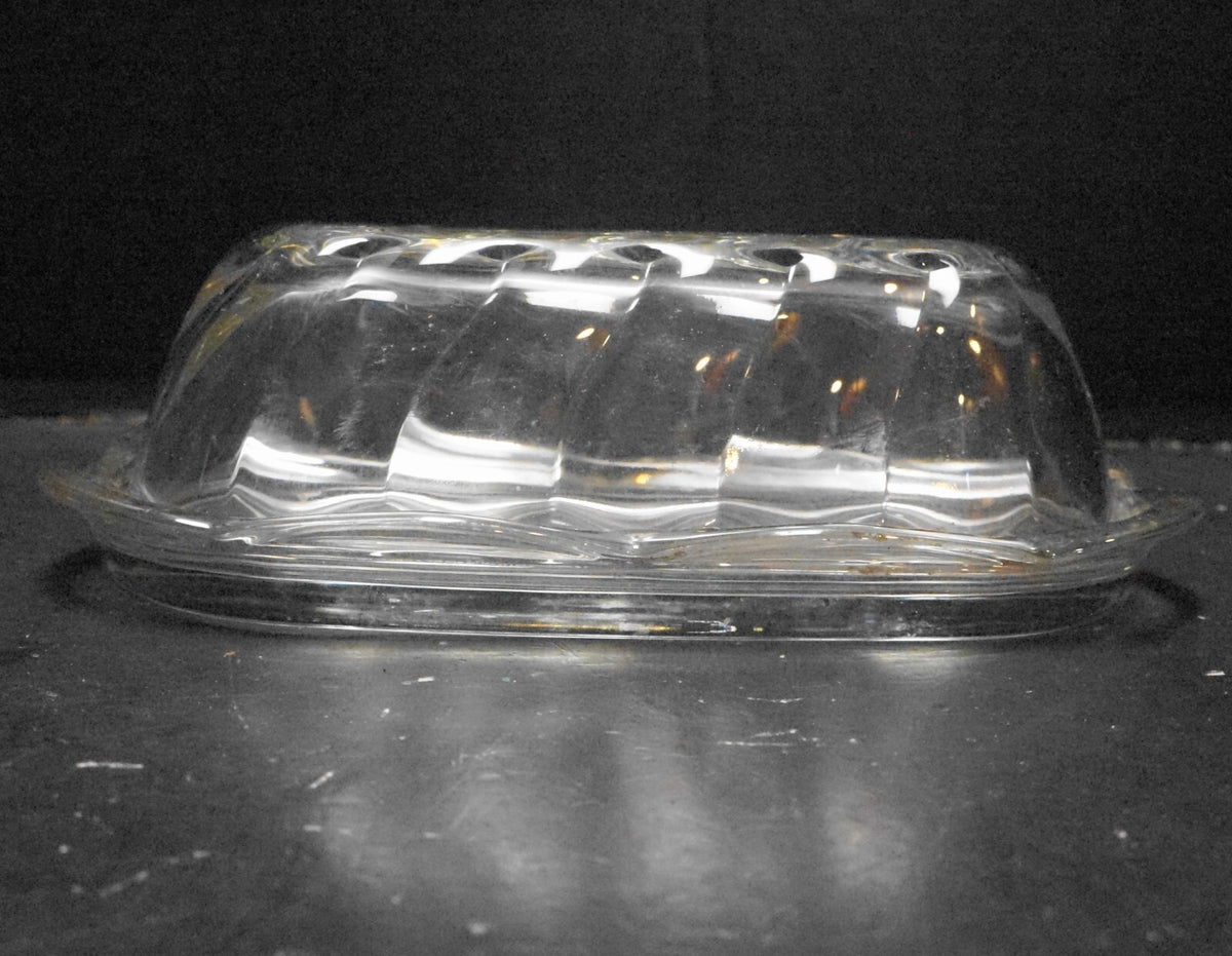 Anchor Hocking Victoria Clear Optic Swirl Butter Dish