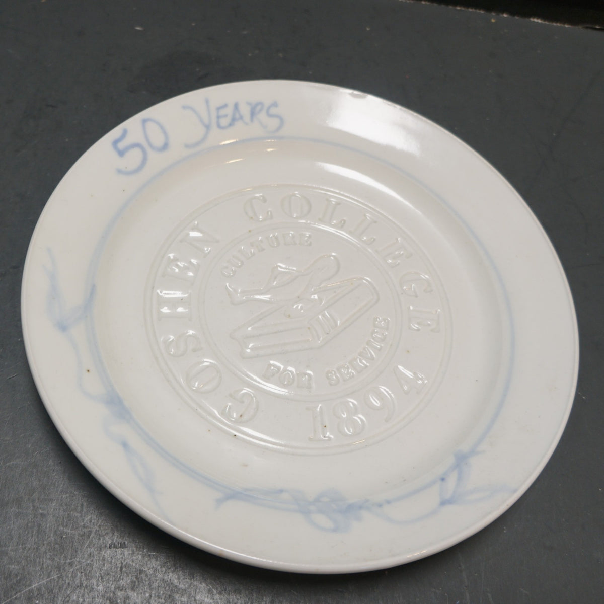 Goshen College Culture For Service 50 Years Commemorative Plate Dick Lehman