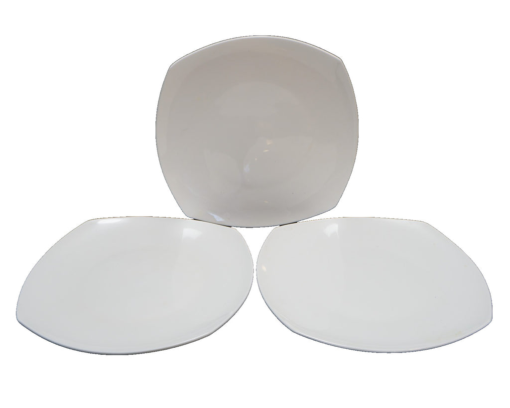Fitz and Floyd Neveah White Bone China Square Dinner Plates Set of 3