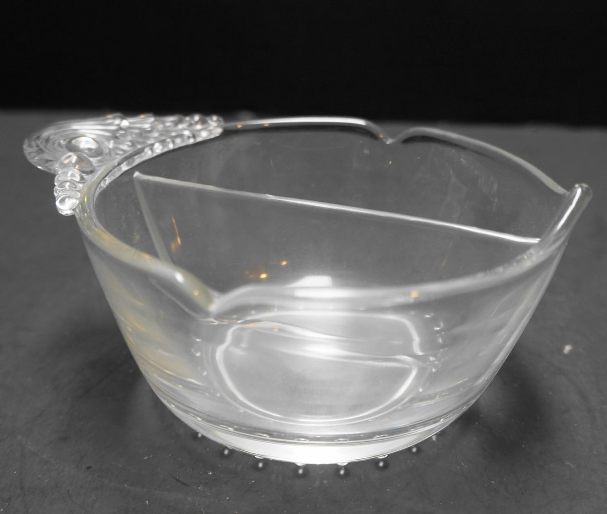Heisey Fern Divided Mayo Bowl Elegant Glass