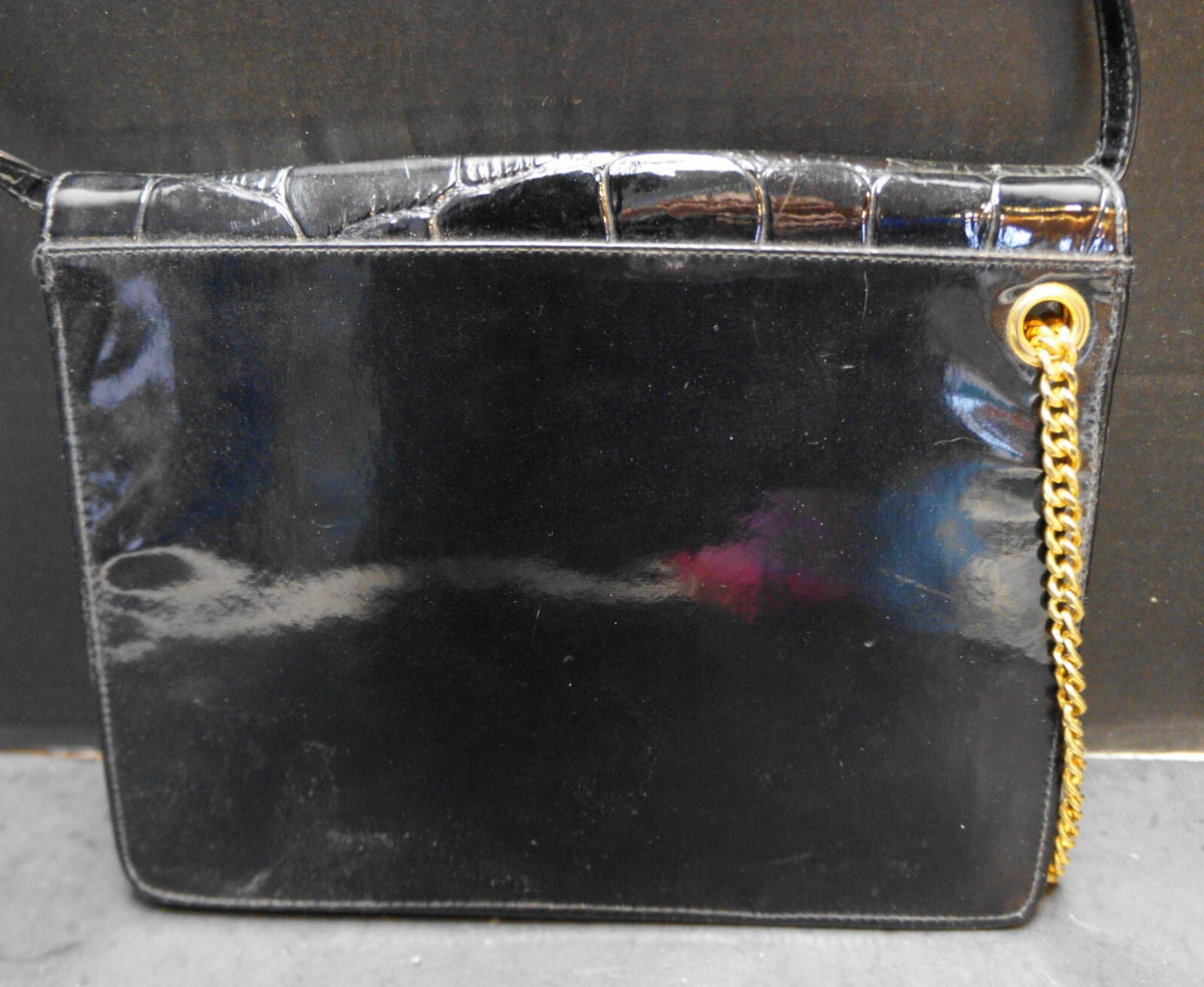 Capezio Black Patent Envelope Convertible Clutch Purse Vintage
