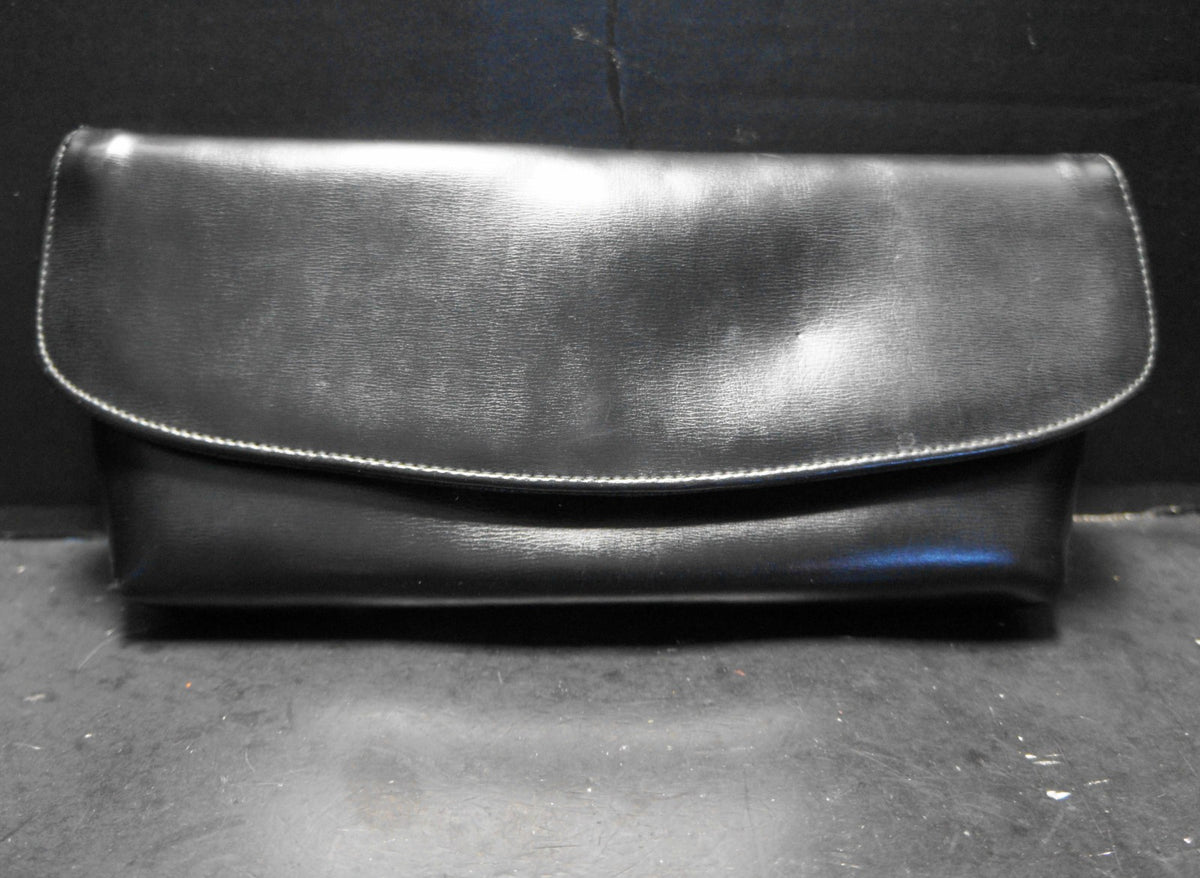 Black Sleek Trapezoid Fold Over Clutch Purse