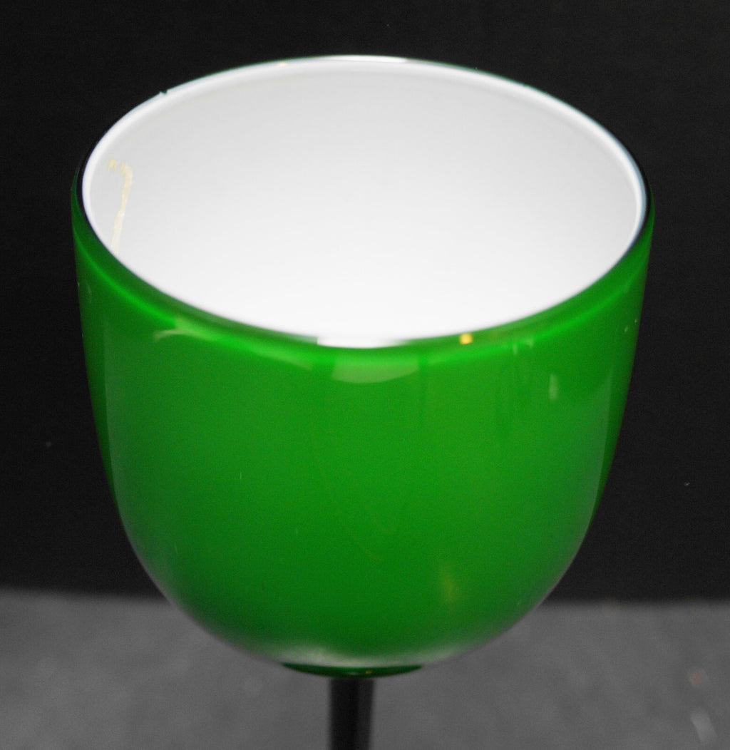 Carlo Moretti Emerald Green Cased Glass 9" Stem Goblet