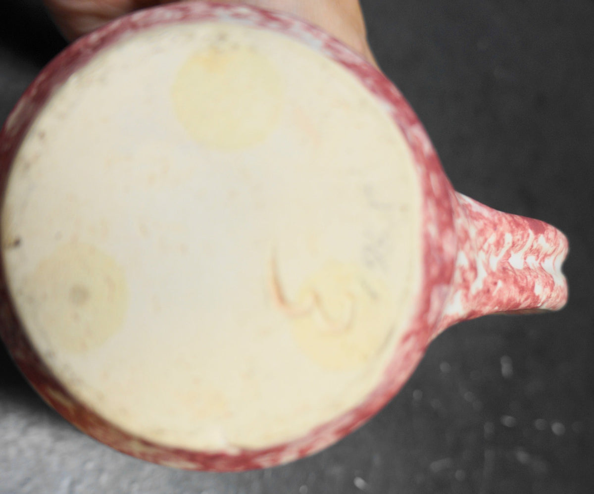 Bear Pottery Pink Rose Red Sponge Spatter Large Creamer