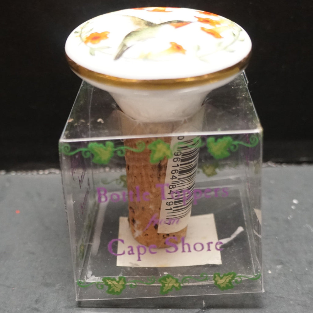 SOLD Nancy Kaestner Hummingbird Art Ceramic Decorative Wine Bottle Stopper Cape Shore