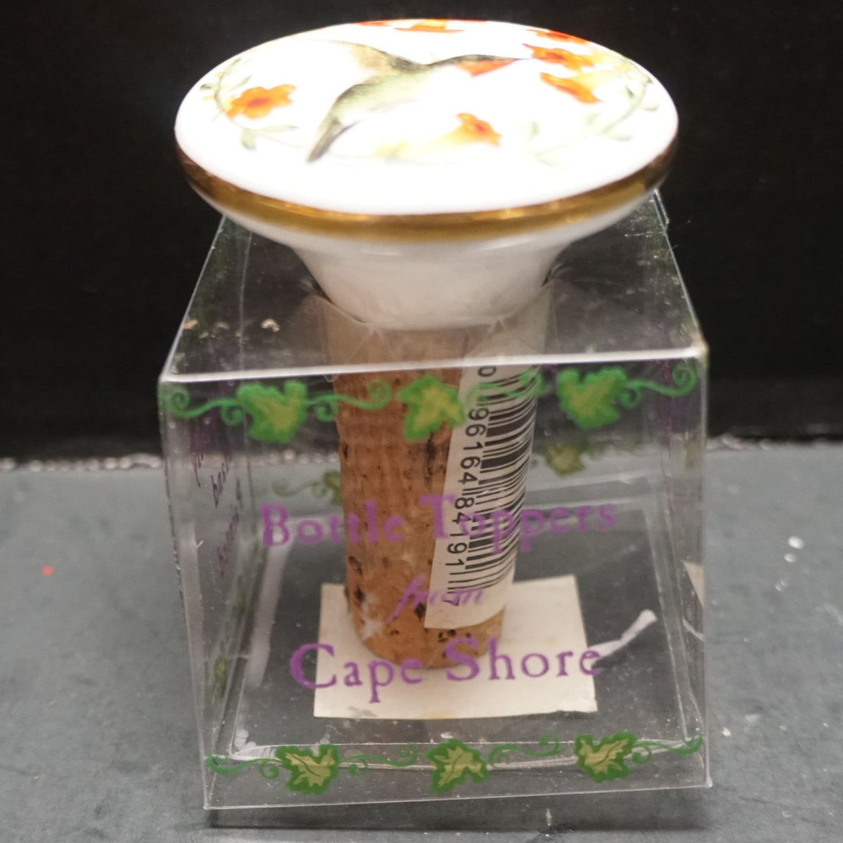SOLD Nancy Kaestner Hummingbird Art Ceramic Decorative Wine Bottle Stopper Cape Shore