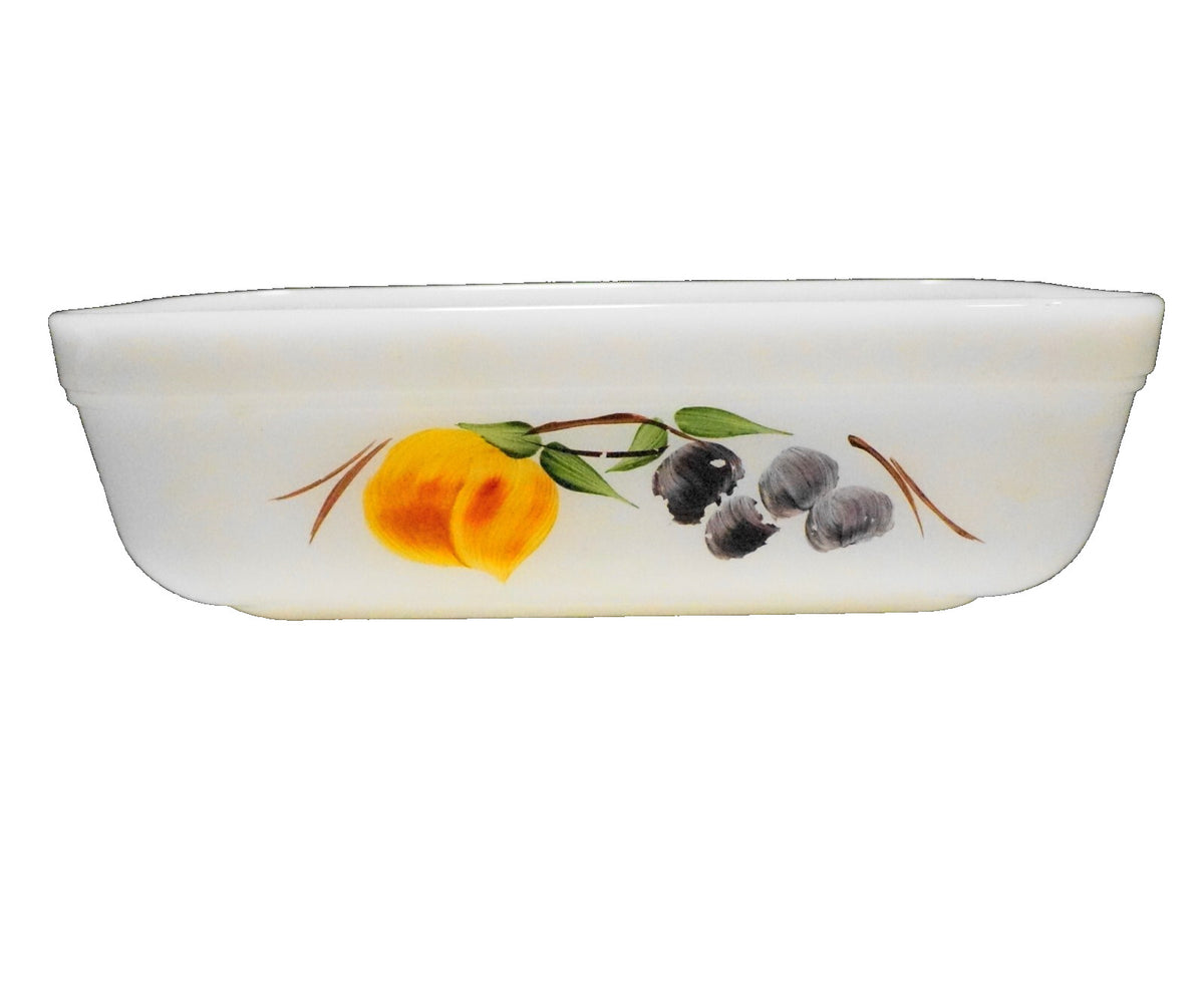 Anchor Hocking Fire King Gay Fad Fruits Hand Painted Medium Refrigerator Dish