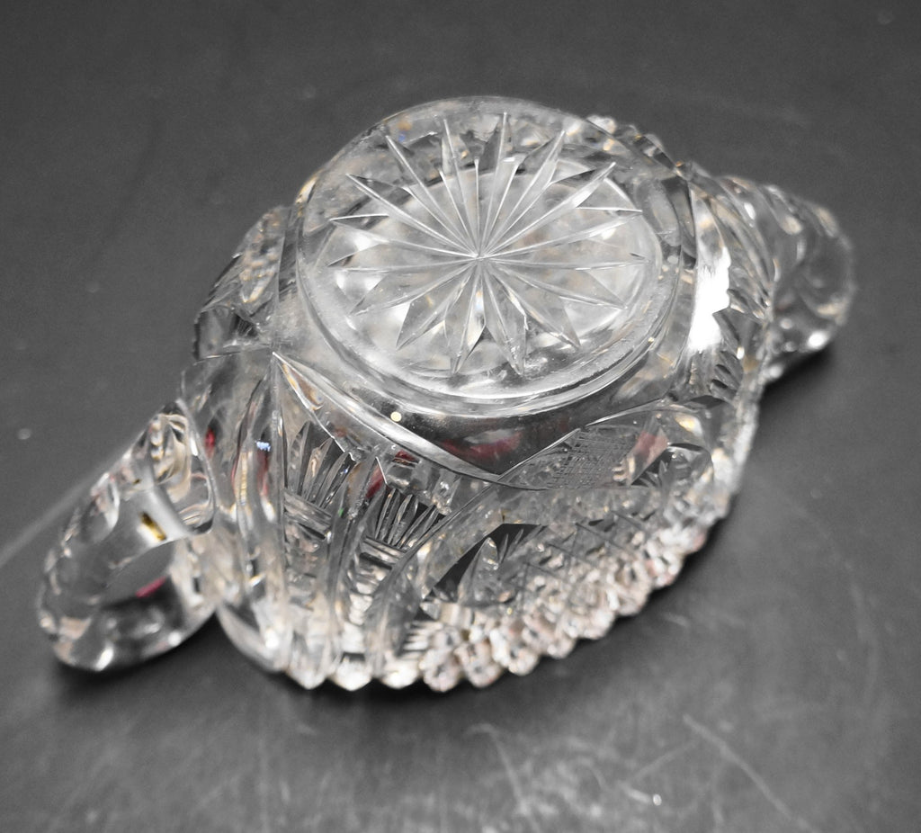 American Brilliant Period Cut Glass Strawberry Pattern Sugar Bowl